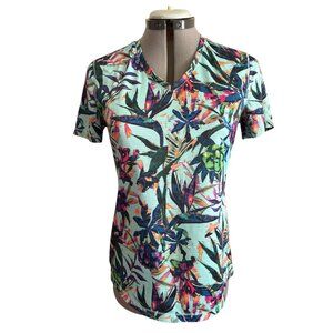 Reel Legends Freeline Shirt Small Tropical Floral Print Short Sleeve V-Neck